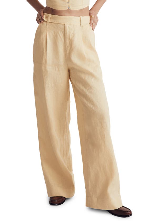 Madewell The Harlow Wide Leg Linen Pants In Light Straw