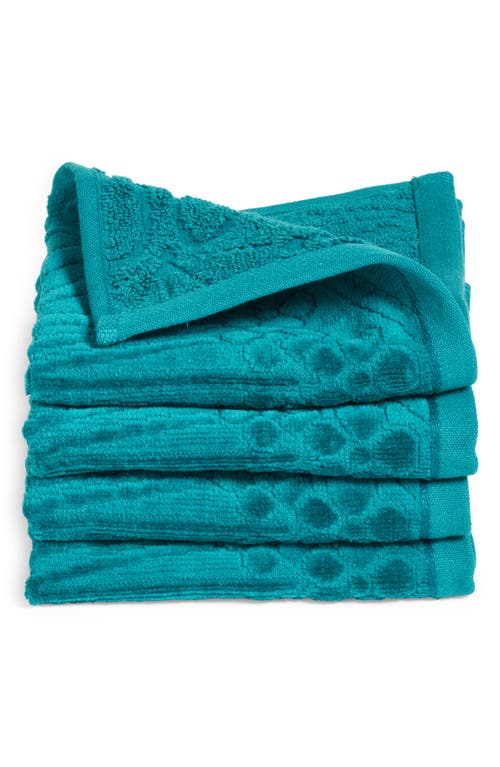 Liberty London 4-Piece Ianthe Cotton Washcloths in Teal 