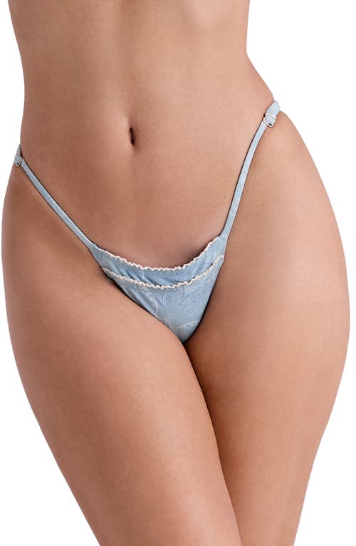 HOUSE OF CB Corsica Ruffle Trim Bikini Bottoms Blue Paisley at Nordstrom, D