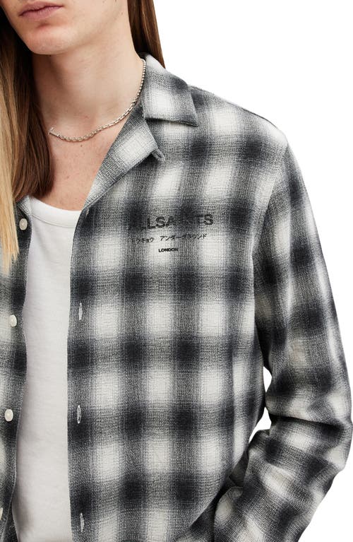 Shop Allsaints Underground Check Long Sleeve Camp Shirt In Off White