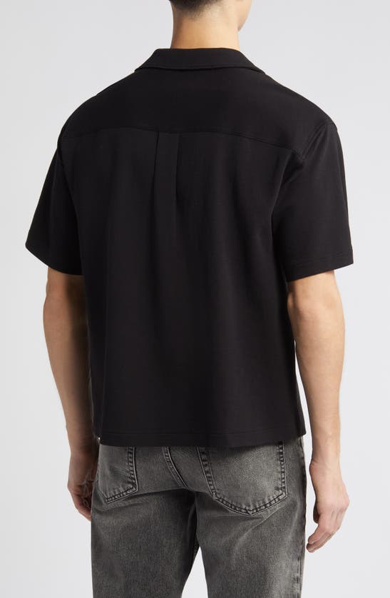 Shop Frame Duo Fold Relaxed Short Sleeve Button-up Shirt In Black