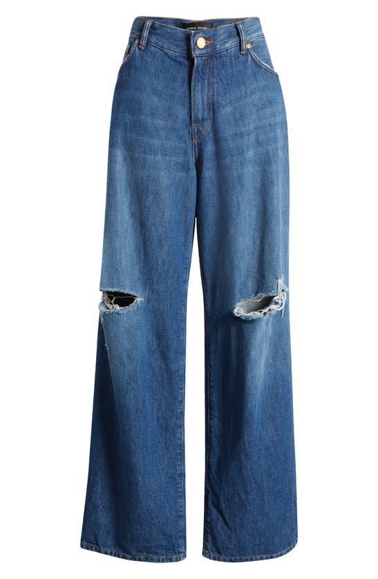 Shop Purple Brand Ripped Baggy Wide Leg Jeans In Mid Indigo