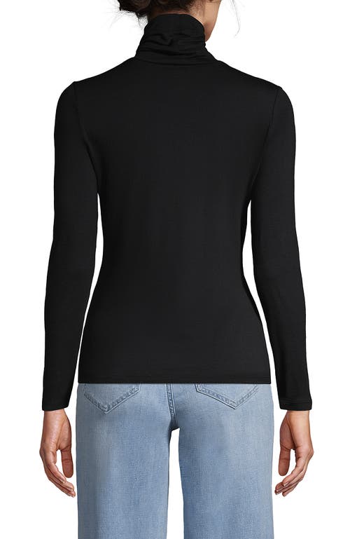 Shop Lands' End Lightweight Jersey Skimming Long Sleeve Turtleneck In Black