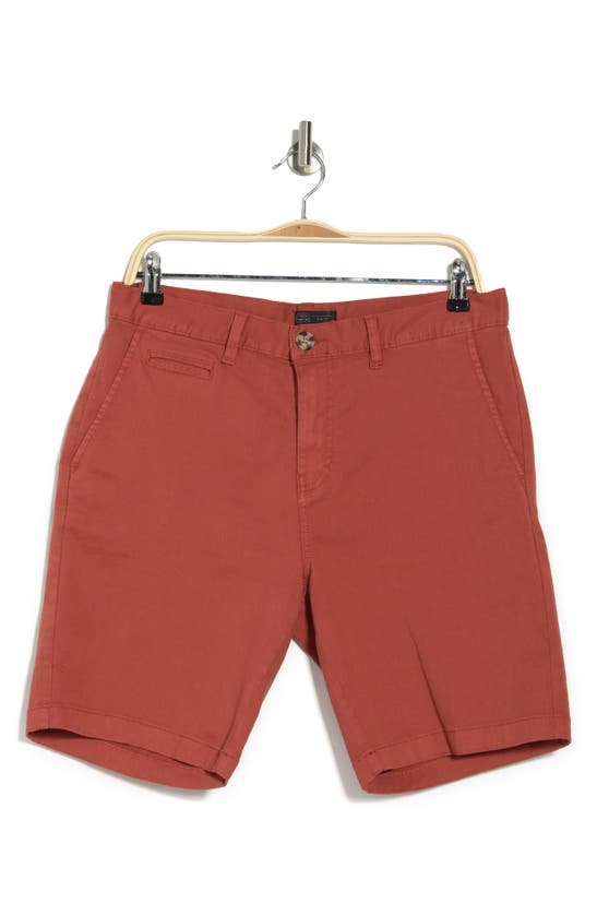 14th & Union Wallin Stretch Twill Chino Shorts In Rust Spice