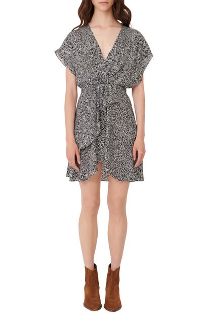 Click to view more detailed imagery on our partner's website Maje Romela Asymmetric Animal Print Mini Dress In Multicolor