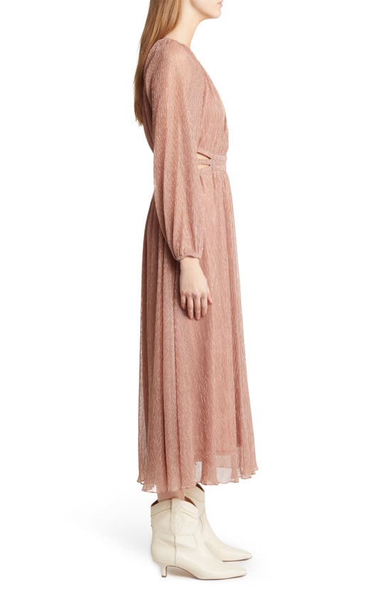 Moon River Tiered Balloon Sleeve Cutout Shirred Maxi Dress In Pink