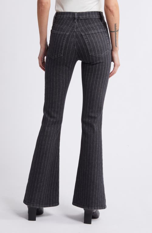 Shop Frame Le High Flare Jeans In Charcoal Pinstripe