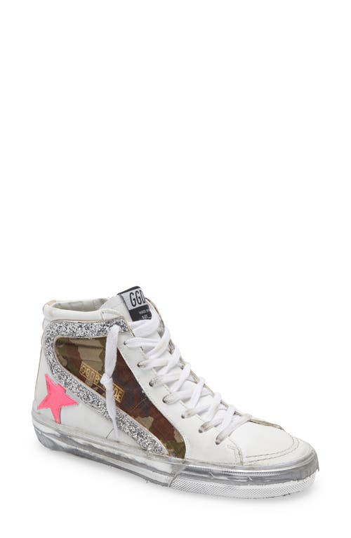 Shop Golden Goose Slide High Top Sneaker In White/green/silver