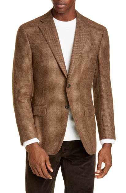 Canali Sienna Soft Houndstooth Cashmere Sport Coat In Brown | ModeSens