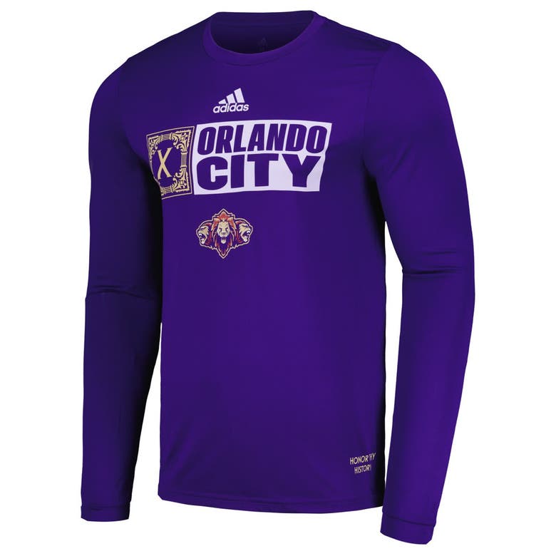 Shop Adidas Originals Adidas Purple Orlando City Sc 2024 Jersey Hook Aeroready Long Sleeve T-shirt