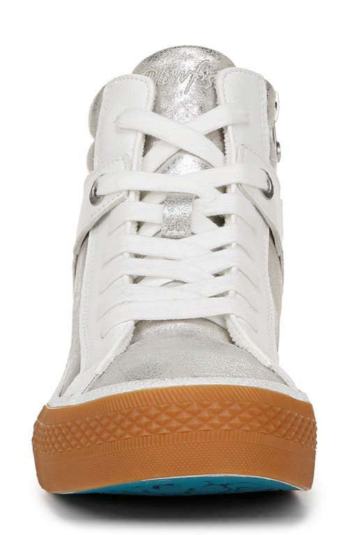Blowfish Footwear Waverly High Top Sneaker In White Silver Faux Leather