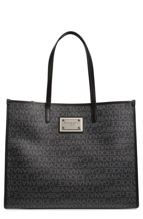 Dolce & Gabbana Dolce&gabbana Logo Jacquard Tote In 8b969 Nero/ Grigio