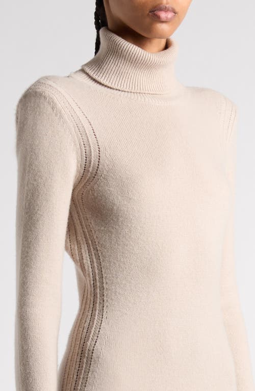 Shop Tom Ford Long Sleeve Cashmere Turtleneck Sweater Dress In Pale Camel