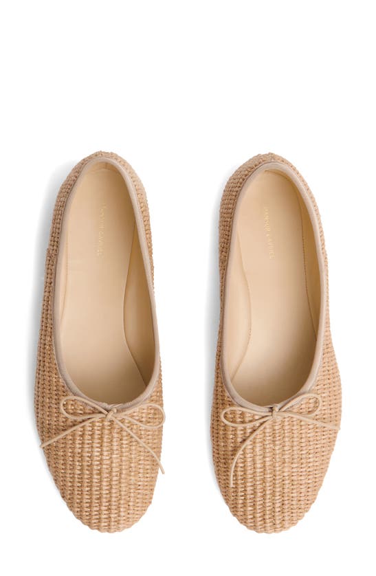 Mansur Gavriel Bow-detailed Raffia Ballet Flats In Natural