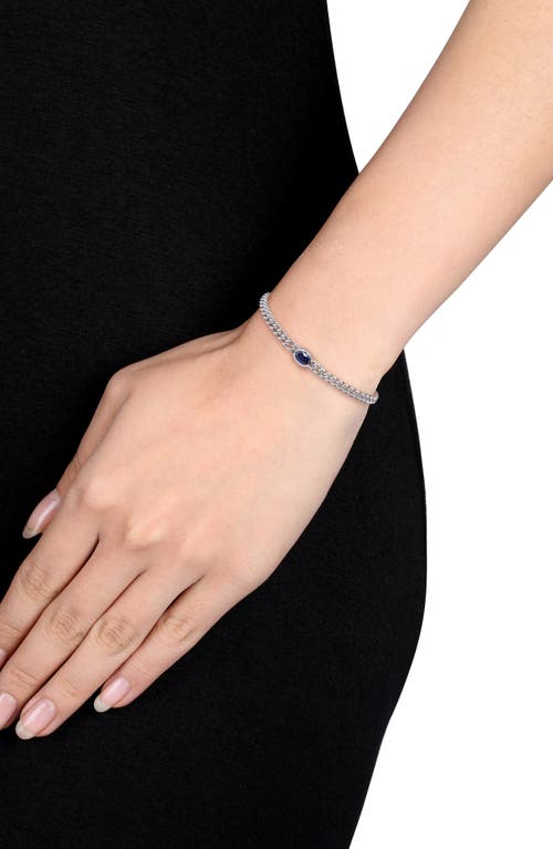 Delmar Lab-grown Blue Topaz Chain Bracelet & Pendant Necklace Set In Blue
