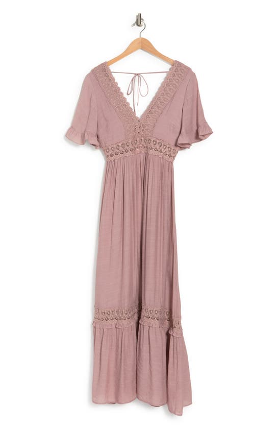 Wishlist Short Sleeve Crochet Dress In Mauve