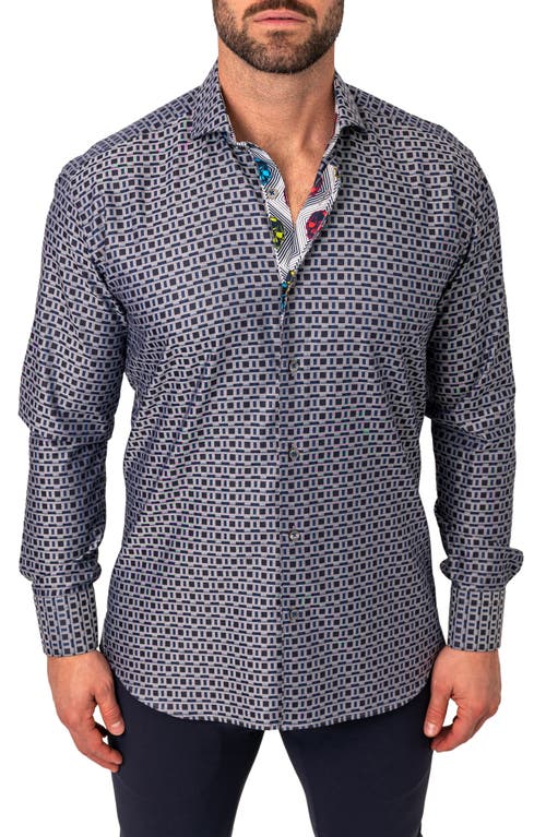 Maceoo Einstein Geo Print Contemporary Fit Button-Up Shirt in Grey
