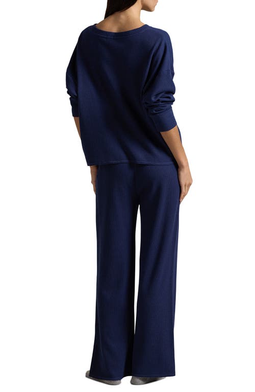 Shop Polo Ralph Lauren Stretch Cotton Blend Thermal Pajamas In Navy