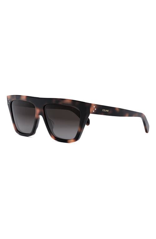 Shop Celine Bold 3 Dots 58mm Flat Top Sunglasses In Havana/gradient Roviex