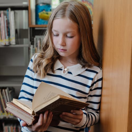 Shop Hope & Henry Girls' Organic French Collared Keyhole Sweater, Kids In Navy Breton Stripe With Collar