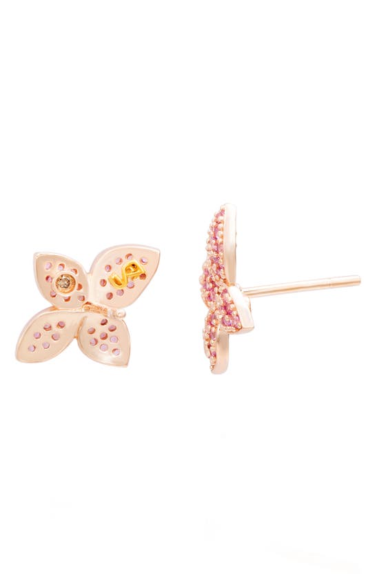 Suzy Levian Silver 0.02 Ct. Tw. Diamond & Gemstone Earrings In Pink