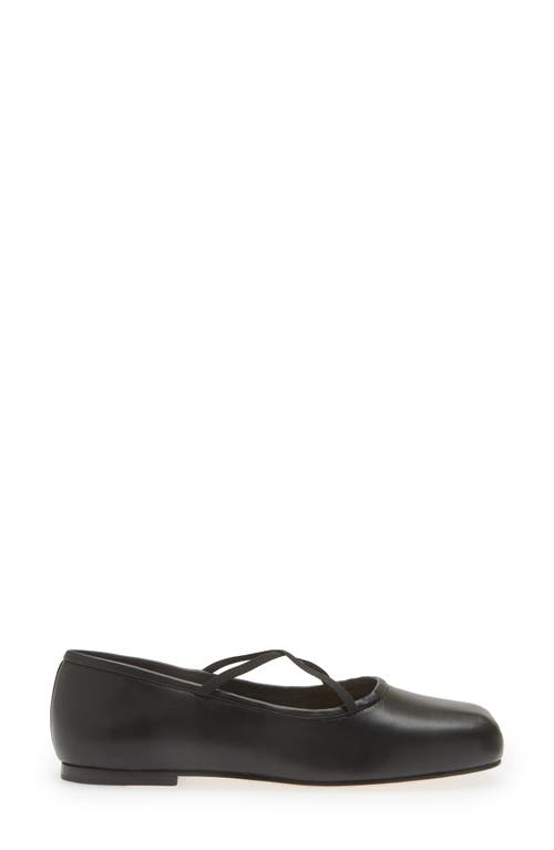 Shop Sandy Liang Crisscross Strap Ballet Flat In Black Nappa