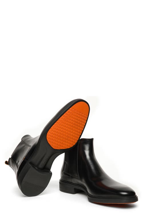 Santoni Elastic-panel Leather Boots In Black