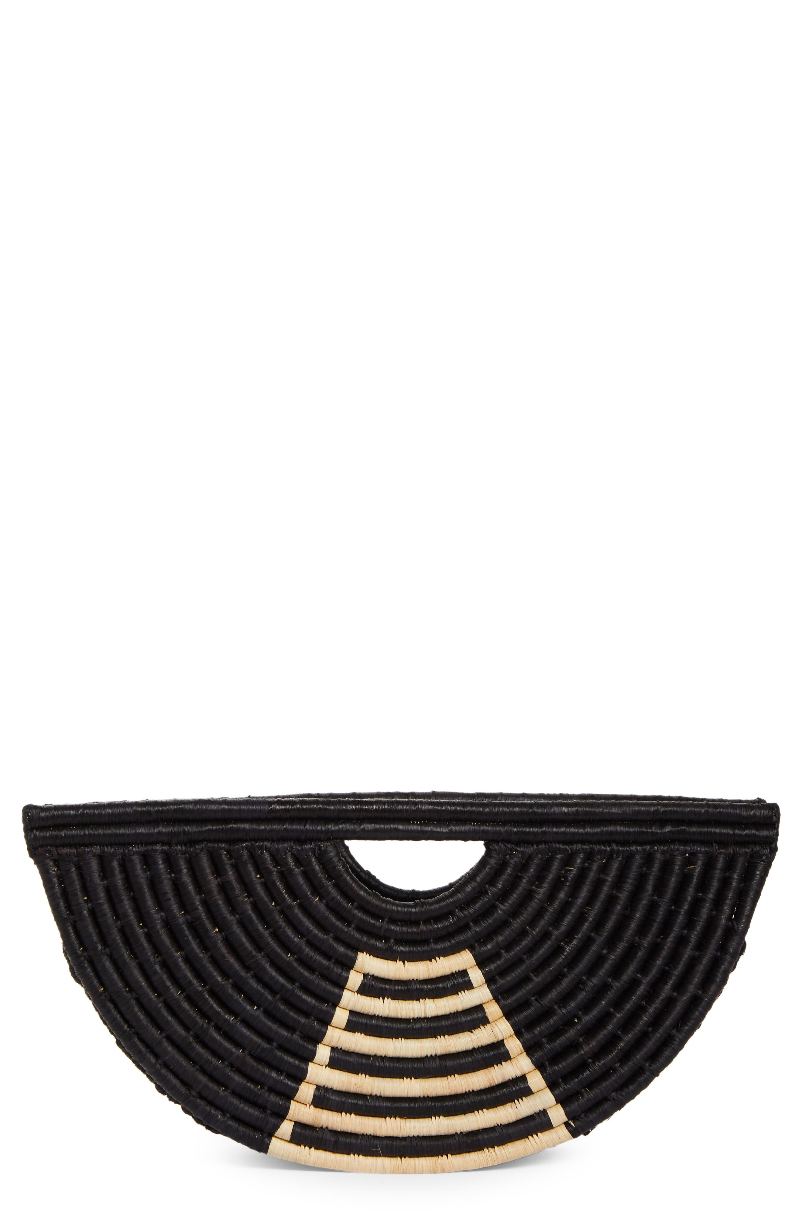 EILAF Large Half Moon Raffia Handbag in Black 