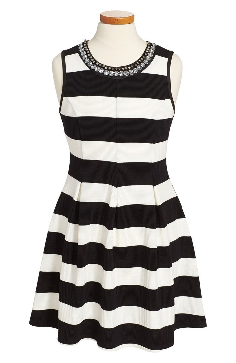 Monteau Couture Embellished Stripe Dress (Big Girls) | Nordstrom