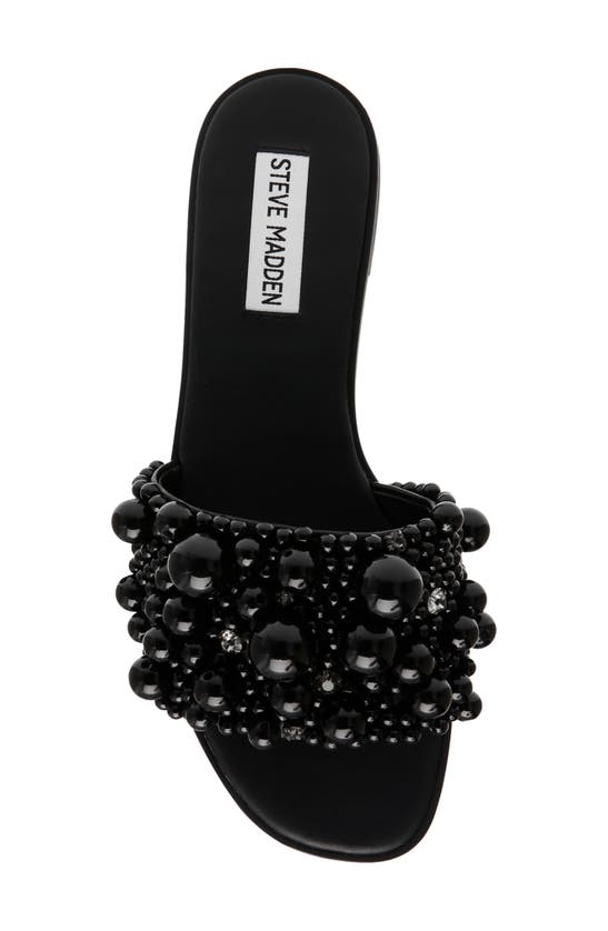 Shop Steve Madden Knicky Imitation Pearl Embellished Slide Sandal In Black