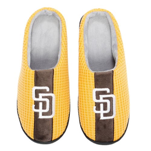 Men's FOCO Gold San Diego Padres Team Stripe Memory Foam Slide Slippers