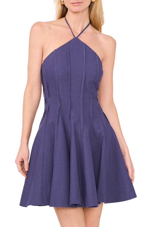 Parker The Dayna Halter Fit & Flare Linen & Cotton Minidress In Navy Berry