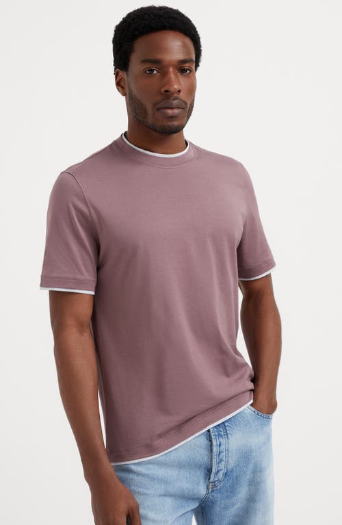 Shop Brunello Cucinelli T-shirt With Faux-layering In Light Purple