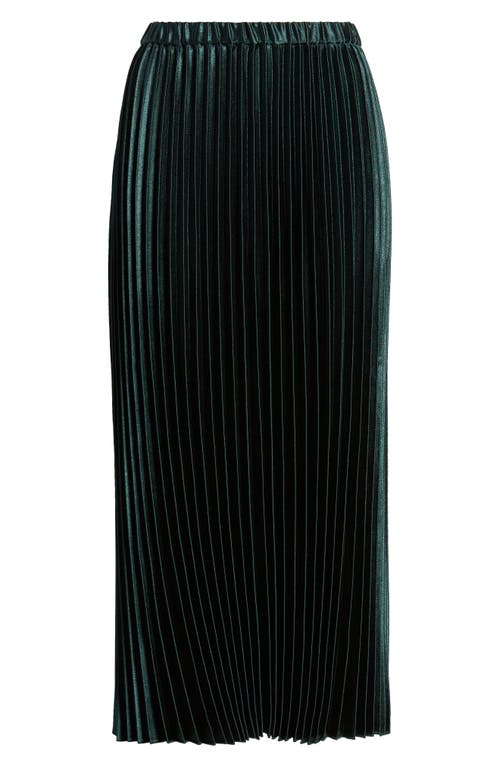 Shop Anne Klein Pleated Satin Skirt In Pine Forest