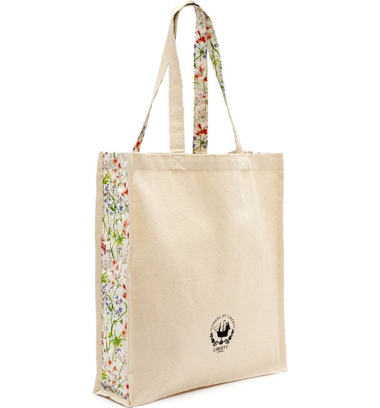 FLOWERS OF LIBERTY Floral Print Canvas Tote, Main, color, THEODORA