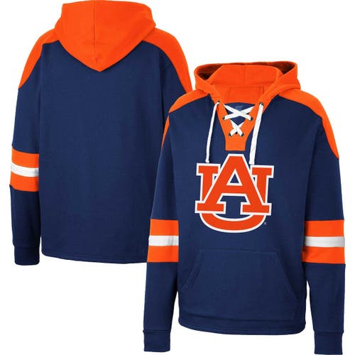 Men's Colosseum Navy Auburn Tigers Lace-Up 4.0 Pullover Hoodie