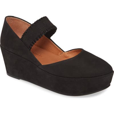 Gentle Souls By Kenneth Cole Nyssa Ruffle Strap Platform Mary Jane- Black