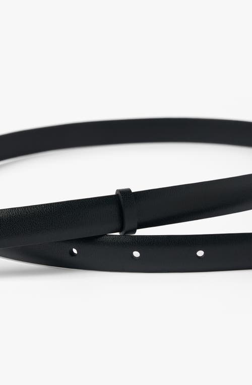 Lilysilk Ls Clasp Leather Skinny Belt In Black