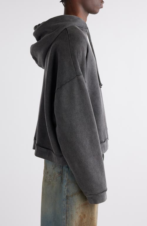 Acne Studios Logo Patch Cotton Hoodie In Faded Black
