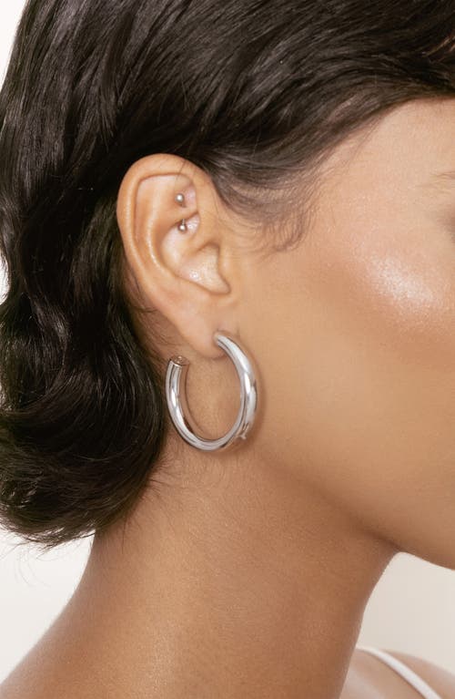 Ettika Large Thick Classic Hoops In Rhodium