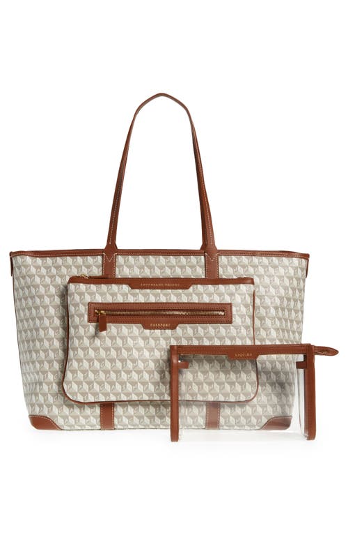 Shop Anya Hindmarch I Am A Plastic Bag Recycled Coated Canvas In-flight Tote In Chalk/cognac