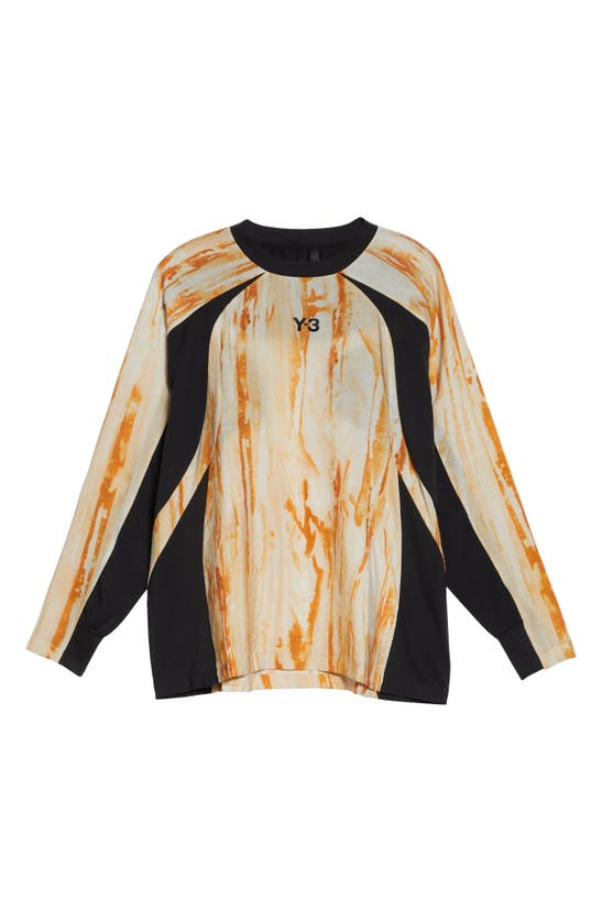 Shop Y-3 Rust Print Long Sleeve T-shirt In Orange Multi Color Camo/ Black