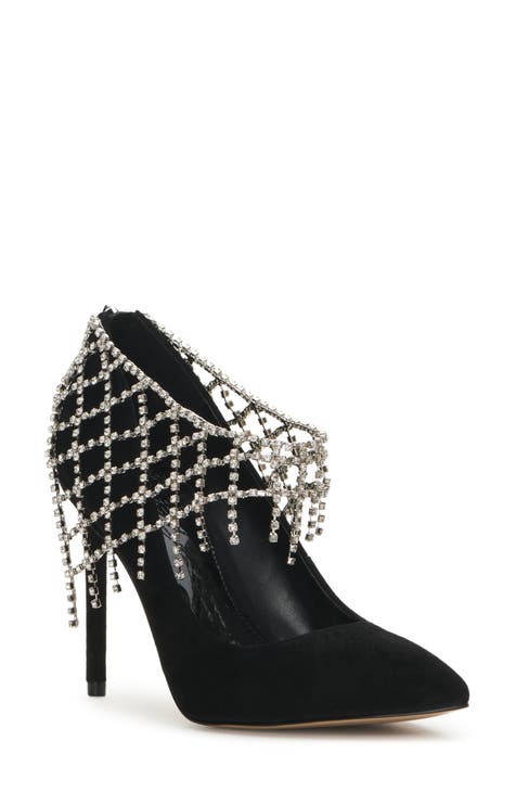 Vince Camuto Shoes Womens 8M Masonie Pump Heels Black Pointed Toe Strap  Buckle