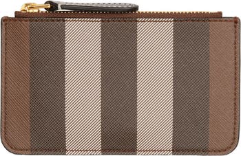 BURBERRY Checked canvas and leather cardholder