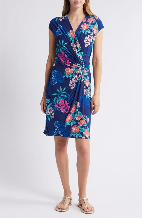 Tommy Bahama Clara Bouquet Short Sleeve Faux Wrap Dress Island Navy at Nordstrom,