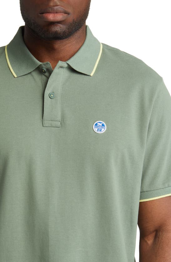 Shop North Sails Tipped Stretch Cotton Polo In Military