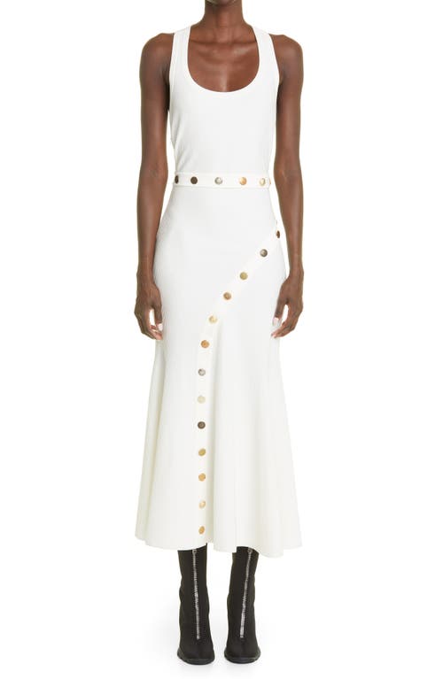 Alexander McQueen Sleeveless Ottoman Knit Midi Dress in Ivory/Gold at Nordstrom, Size Small