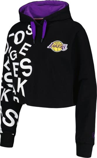 Women's FISLL Black Los Angeles Lakers Cropped Pullover Hoodie
