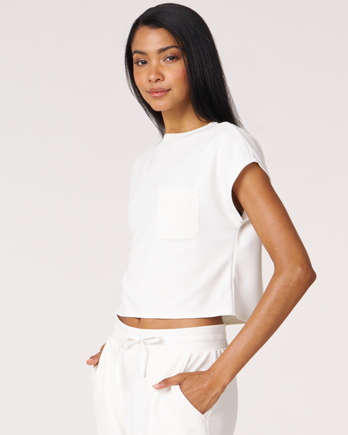 Rebody Active Retreat Pocket Waffle Tee In White