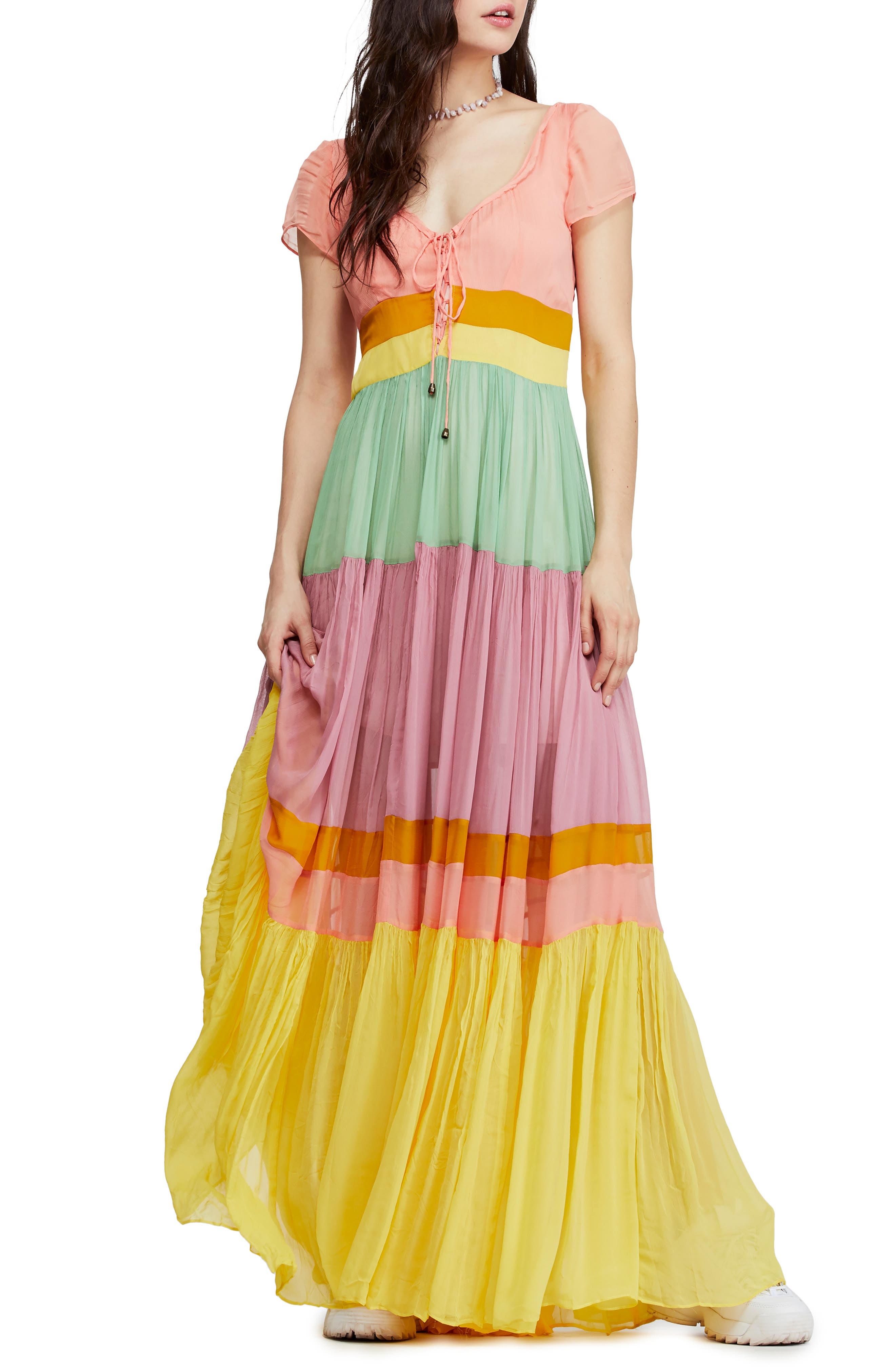 Free People Hocus Pocus Colorblock Maxi Dress, Pink